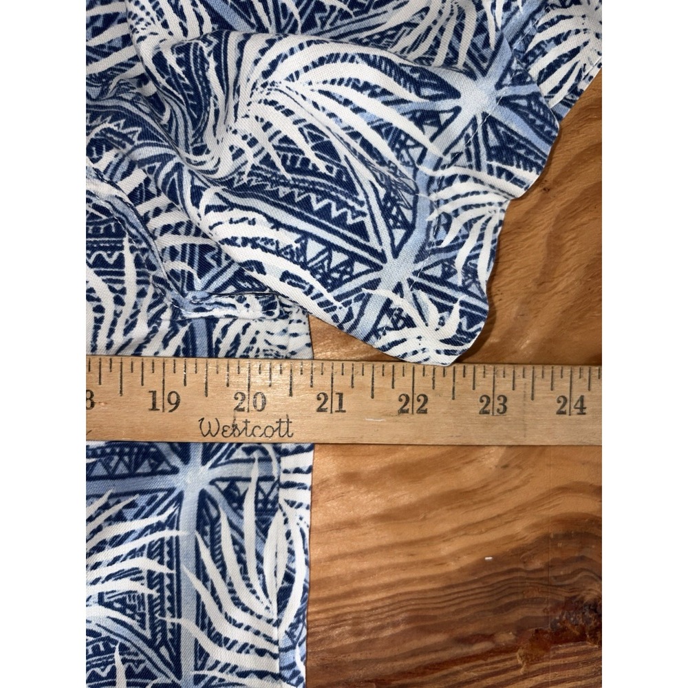 Nat Nast Mens Medium Button Up Silk Blend Palm Print Blue Hawaiian Camp Casual - Picture 4 of 9